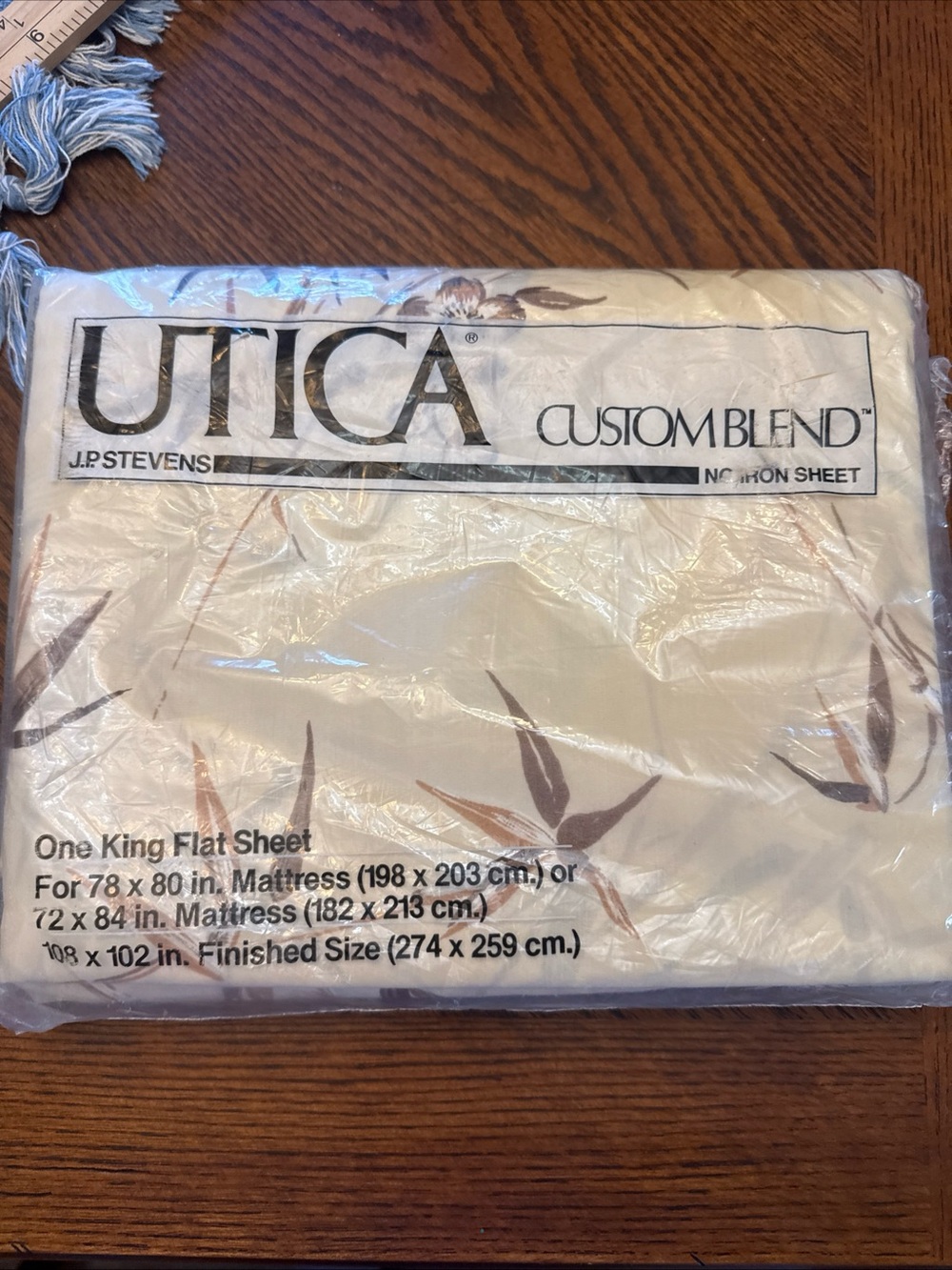 Utica Custom Blend No Iron King Flat Sheet Bangkok Bone New 108”x102